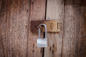 Locked padlock with at door.select focus