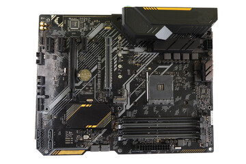 new motherboard on white background