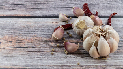 garlic on wooden background