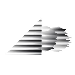 Logo with speed lines in circle, rectangle and triangle form .Square unusual icon Design .Black Vector stripes .Geometric shape.