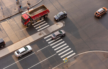 Pedestrian crossing. View from above