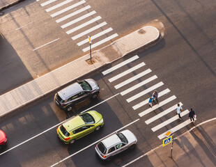 Pedestrian crossing. View from above