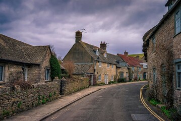 Fototapeta na wymiar A row of old houses in a village in Dorset, UK