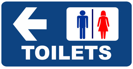 A sign that indicates the restrooms. Toilets.