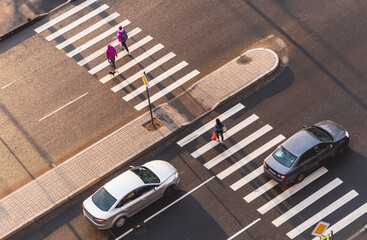 Pedestrian crossing. View from above