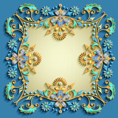 Vector abstract ornamental nature vintage frame.