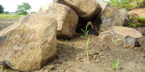 Big rocks  forming  caves
