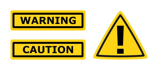 Warning caution signs symbols, vector icon set.