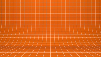 3d render orange floor in a white check