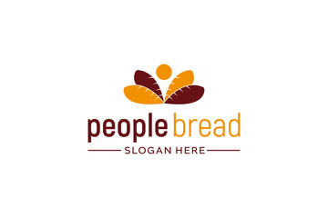people bread logo design vector template