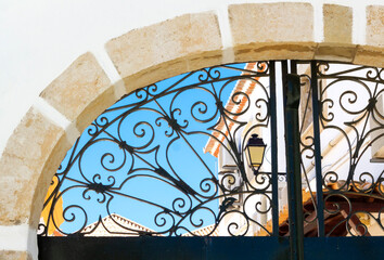 Decorative detail of the iron gate in Lagos, Portugal 