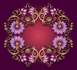 Abstract vector ornamental nature vintage frame.