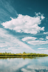 Rechytsa, Gomel Region, Belarus. Dnieper River. European Nature In Summer