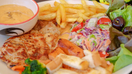 Steak Salad and French fried
