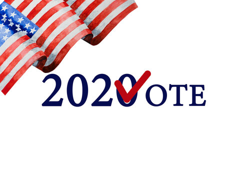 Elections 2020. Beautiful postcard with the image of the American Flag. Close-up, view from above. National holiday concept