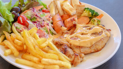 Steak Salad and French fried
