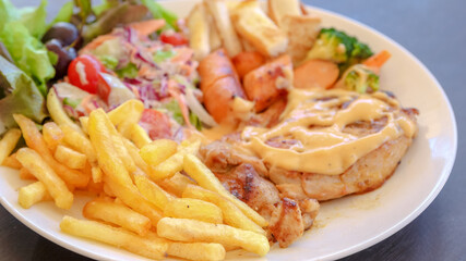 Steak Salad and French fried
