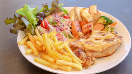 Steak Salad and French fried