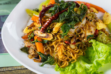 Fried instant noodle with seafood