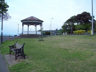 Bandstand, England, victorian, bench, seaside, grass, holiday, vacation, trees.