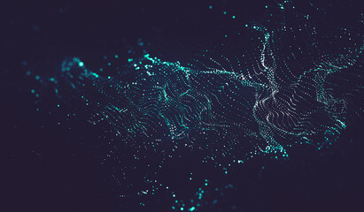 Abstract polygonal space low poly dark background with connecting dots and lines.