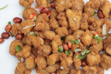 Close up of  a typical Chinese Sichuan province cuisine Fried chicken paw gristle with salt and pepper