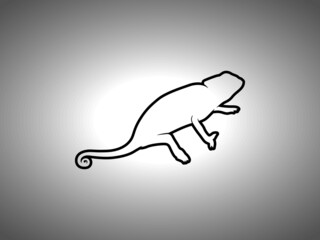 Chameleon Silhouette on White Background. Isolated Vector Animal