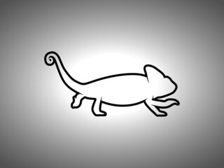 Chameleon Silhouette on White Background. Isolated Vector Animal