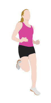 Isolated woman running wearing training clothes. Flat style vector illustration.