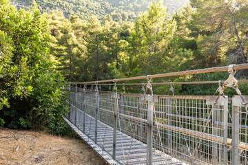 The suspension bridge  in the public Nesher Park suspension bridges in Nesher city in northern Israel