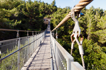 The suspension bridge  in the public Nesher Park suspension bridges in Nesher city in northern Israel
