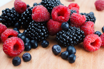 blackberries on a white background macro photo