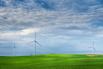 Wind turbine in the field. Wind power energy concept