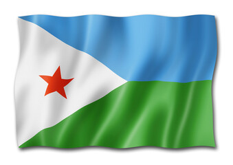Djibouti flag isolated on white