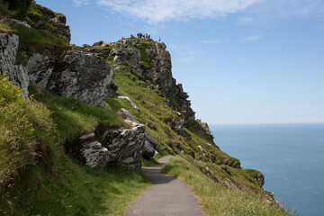 Valley of Rocks cliff coastal path near Lynton Devon UK