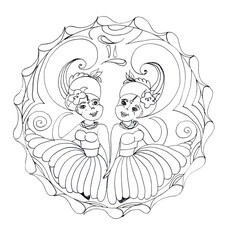 Gemini women in graphic dresses.