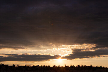 Dramatic storm clouds summer coastal sky
