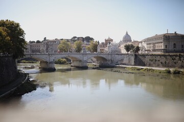 Fototapeta premium View of Vatican and Bridges in Rome, Italy. 