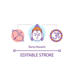 Rama Navami concept icon. Hindu festival. Indian holidays and celebrations. Public holidays in Nepal idea thin line illustration. Vector isolated outline RGB color drawing. Editable stroke