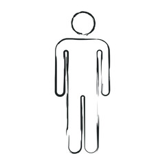 Human figure icon. Male person avatar symbol. Man or gentleman toilet and restroom sign. People logo. Black outline silhouette isolated on white background. Vector illustration image.