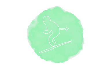 アナログ手書き風のゆるいタッチのアイコン：スキーヤー