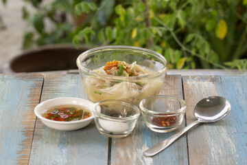 Chinese Wan Tan pork dumpling soup