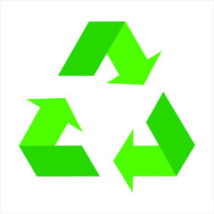 Green arrows recycle eco symbol vector illustration isolated on white background. Recycled sign. Cycle recycled icon. Recycled materials symbol. Recycled icon eps.