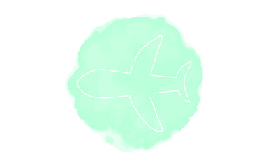 アナログ手書き風のゆるいタッチのアイコン：飛行機