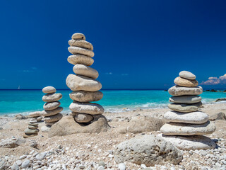 Balanced stones at the beach