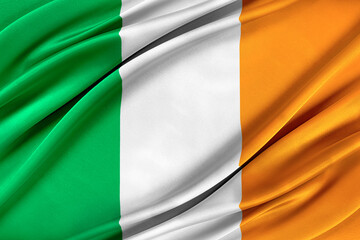 Obraz premium Colorful Ireland flag waving in the wind. 3D illustration.