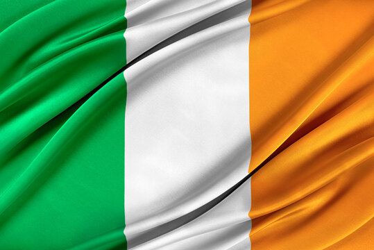Colorful Ireland flag waving in the wind. 3D illustration.