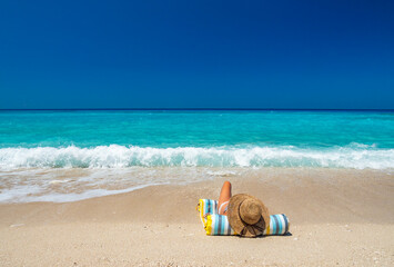 Woman at the beach in Greece