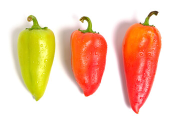 Sweet bell pepper on a white background with shadows in the isolate.