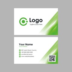 abstract blurry geometric green white business card design, professional stylish name card template vector